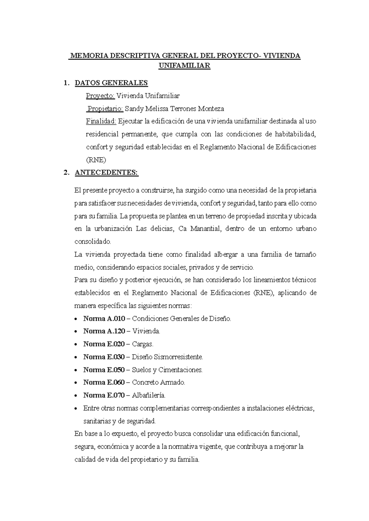 Expediente Técnico de Vivienda Unifamiliar - Chiclayo - Document Preview