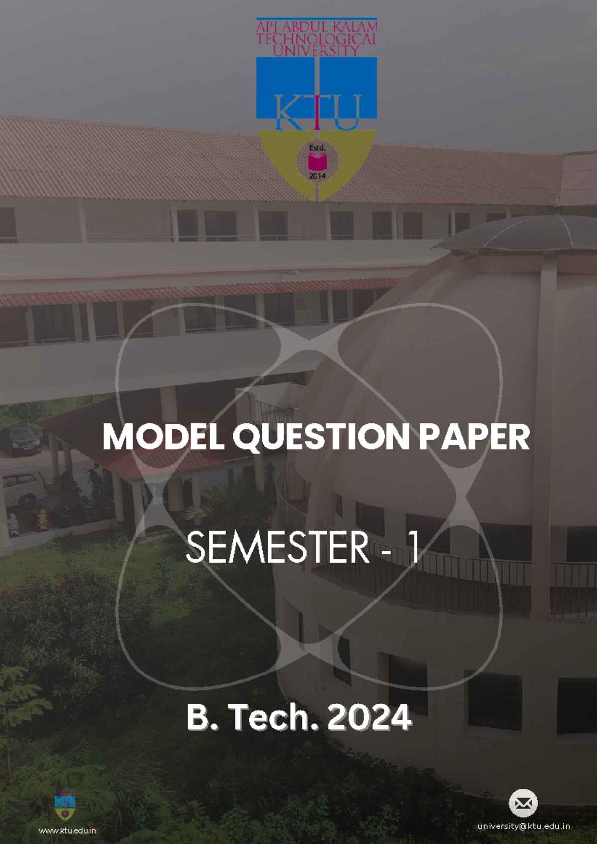 MODEL QUESTION PAPER SEMESTER 1 B. TECH 2024 - PHYSICS & CHEMISTRY ...