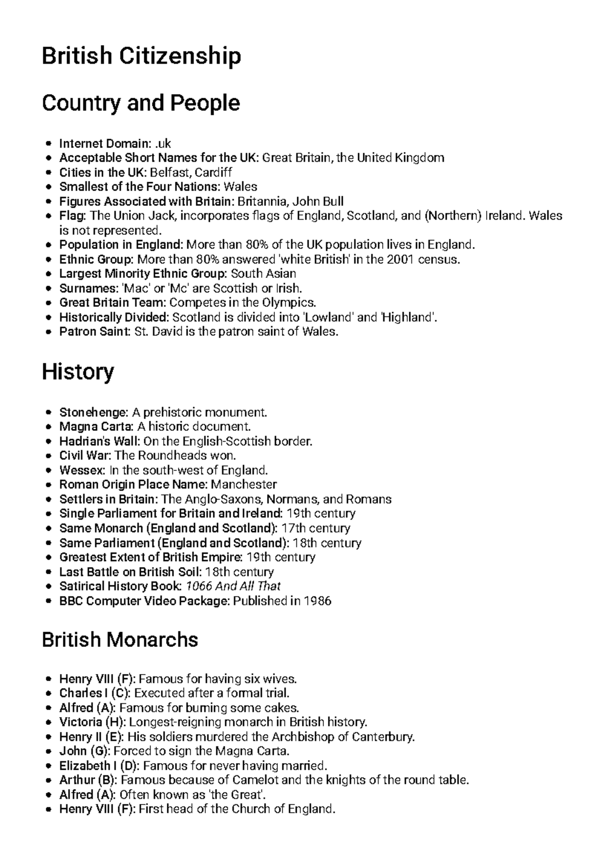 Understanding Britain: Study Guide for UK History and Culture - Studocu