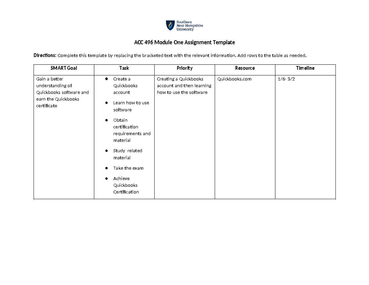 ACC 496 Module One Assignment Template - ACC 496 Module One Assignment ...