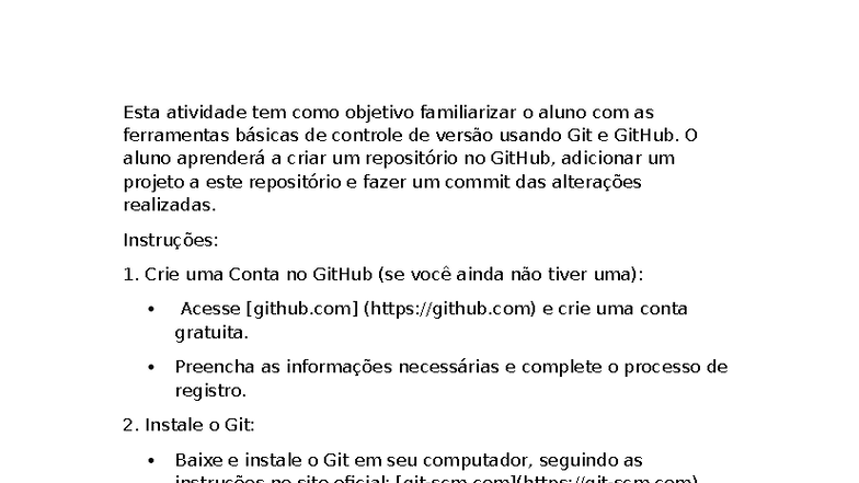 Git e GitHub - Exercício Prático de Controle de Versão - Studocu