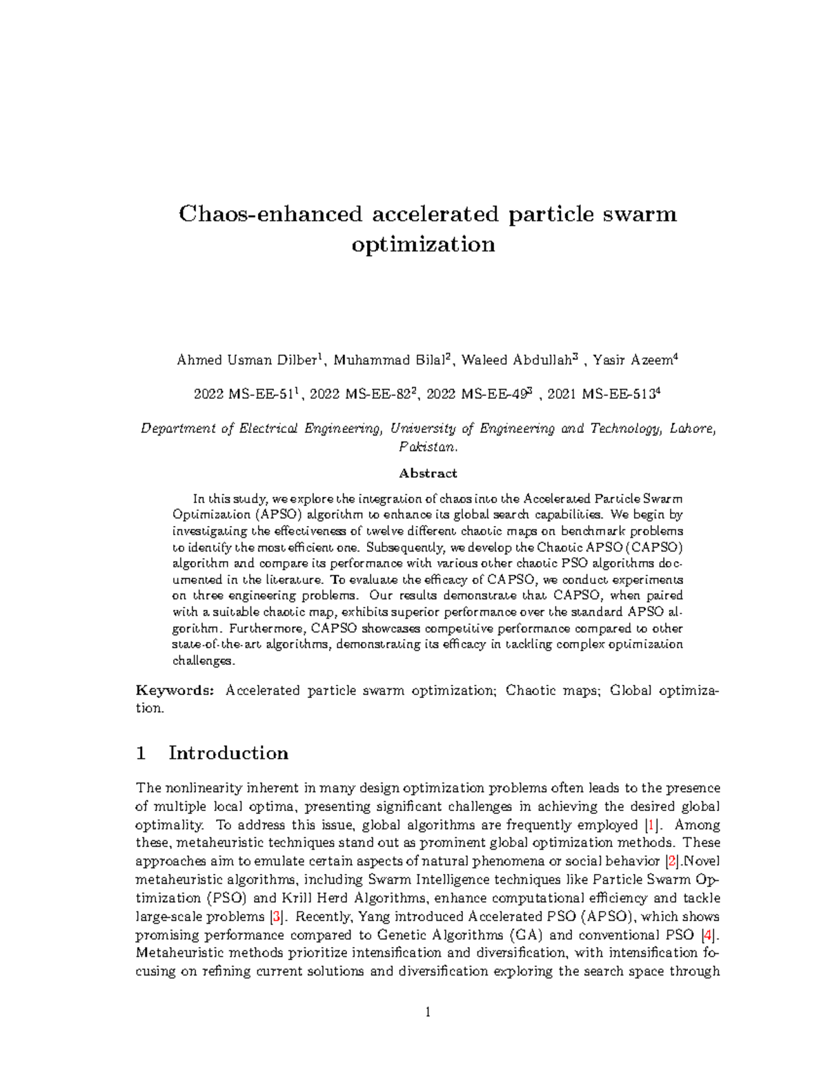Chaos-Enhanced APSO for Global Optimization: A Comprehensive Study ...
