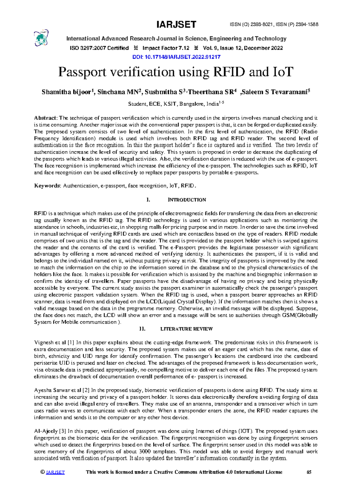 IARJSET - Project on QR Scanner & IoT Passport Verification System ...