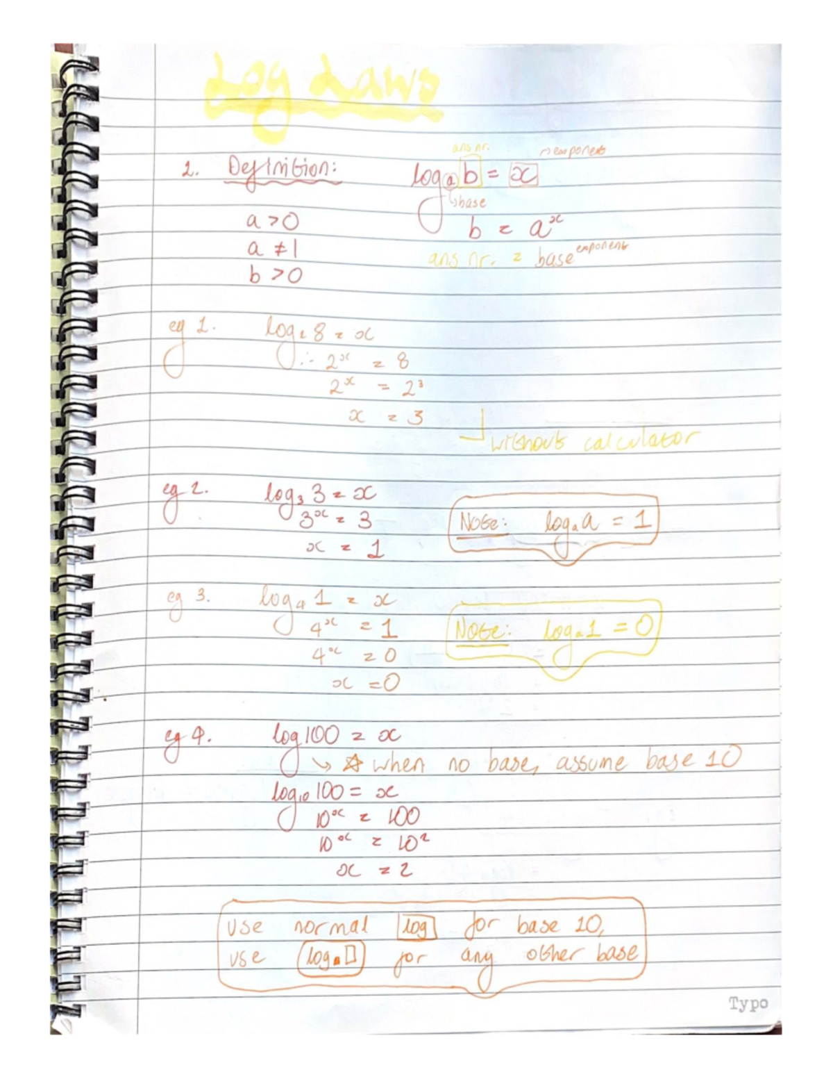 AP Maths Notes: Logarithmic Laws and Exponential Functions - Studocu