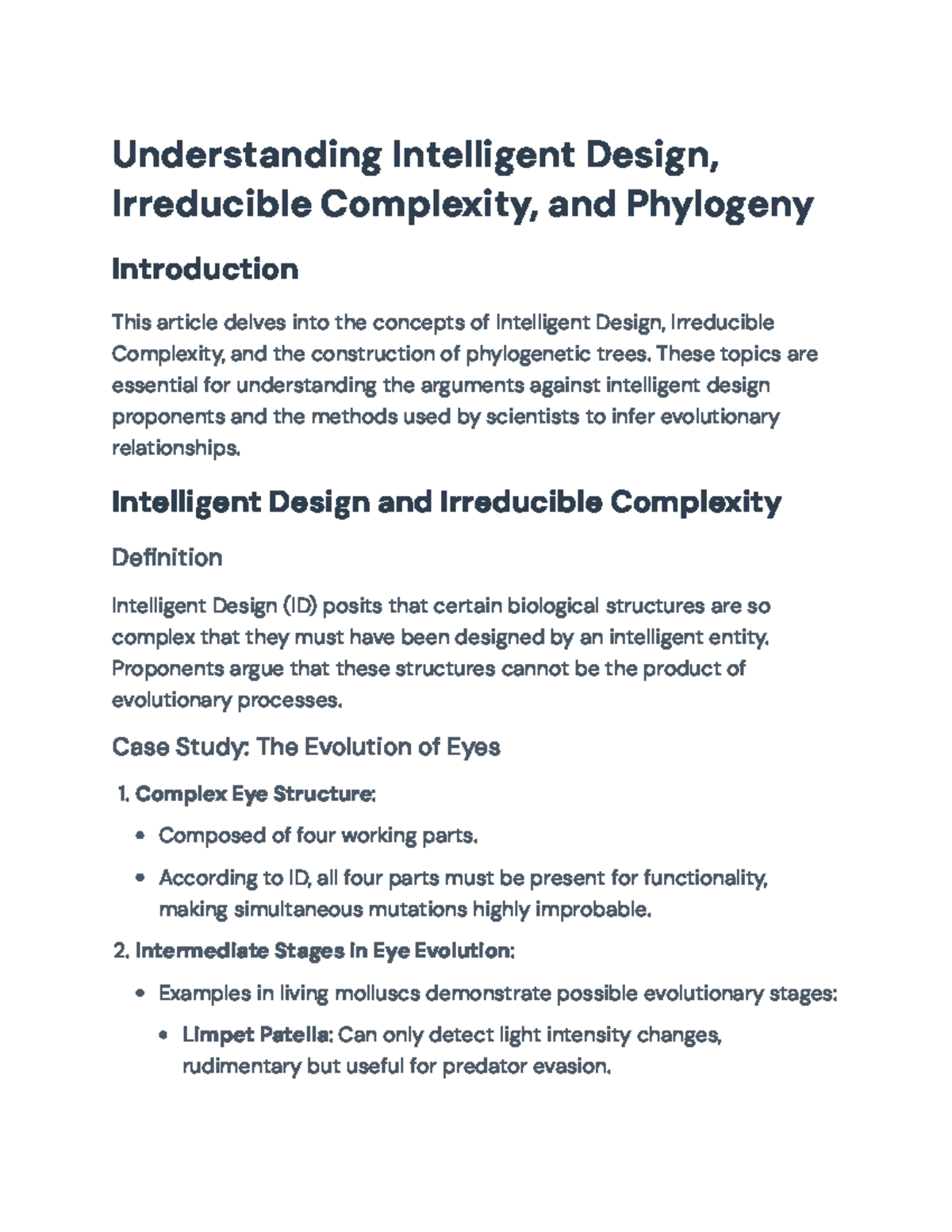 Understanding Intelligent Design: Complexity, Phylogeny, and Evolution ...