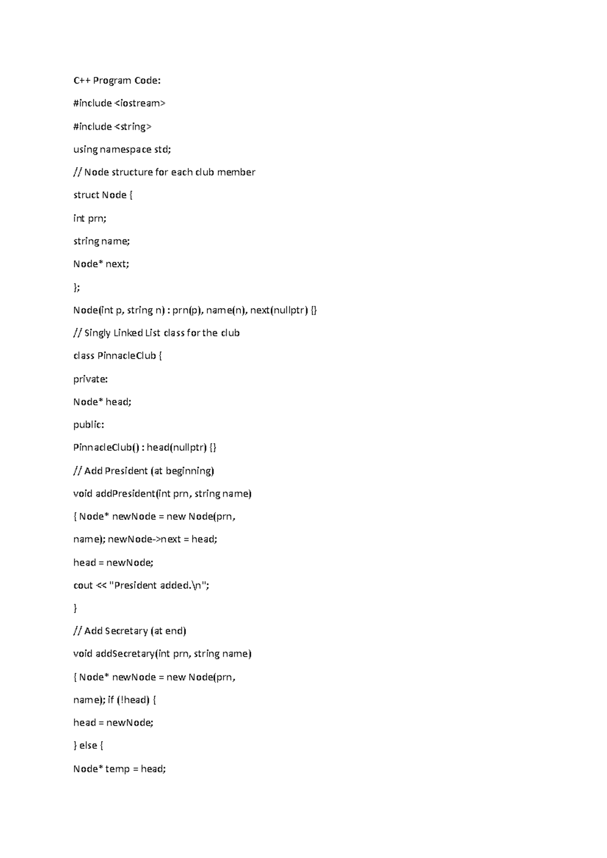 DS-5 - Implementation Notes for Pinnacle Club Linked List - Studocu