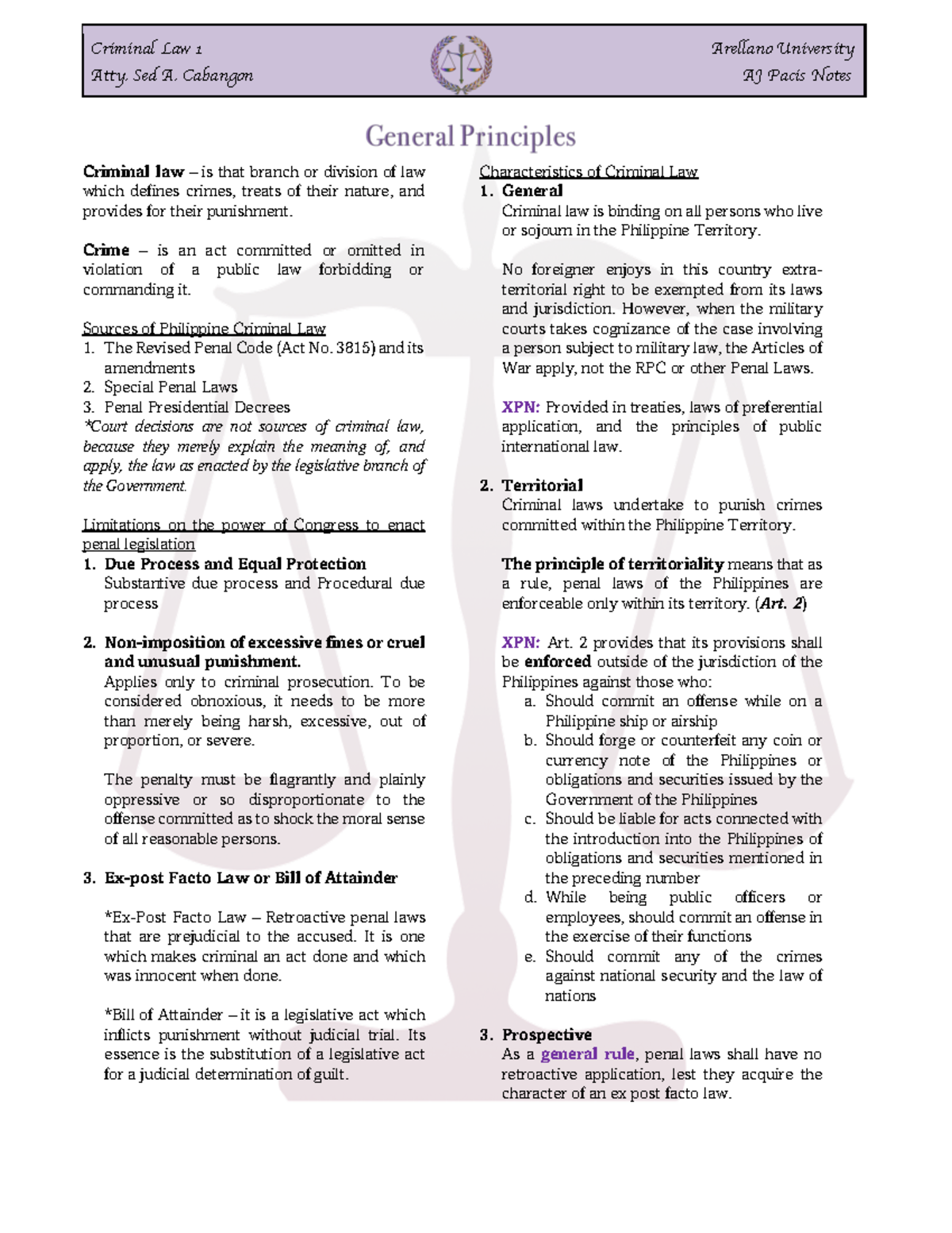 Crim Law 1 AJP Final Exam Notes - Lecture Insights and Key Concepts ...