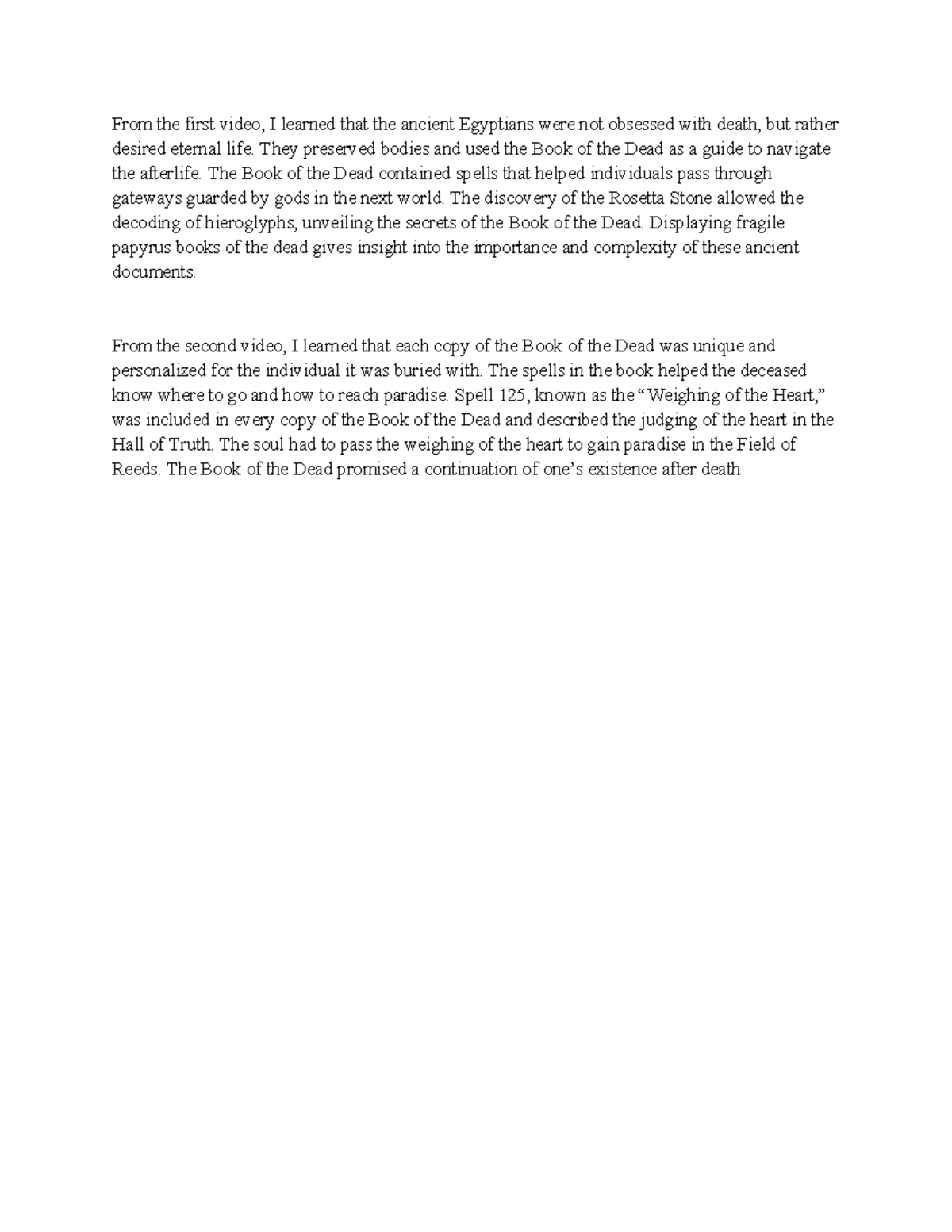 HIST 201: Week 6 Assignment on the Book of the Dead Analysis - Studocu