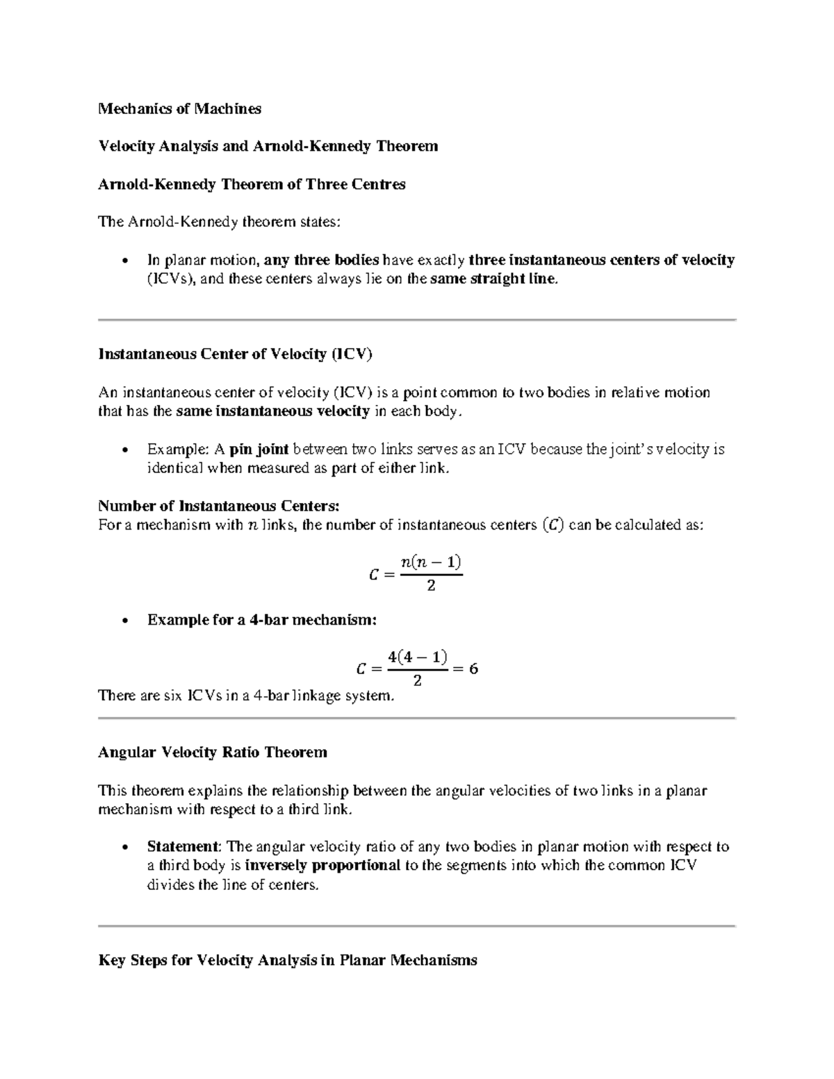 Sk Mechanics of Machines - Mechanics of Machines Velocity Analysis and ...