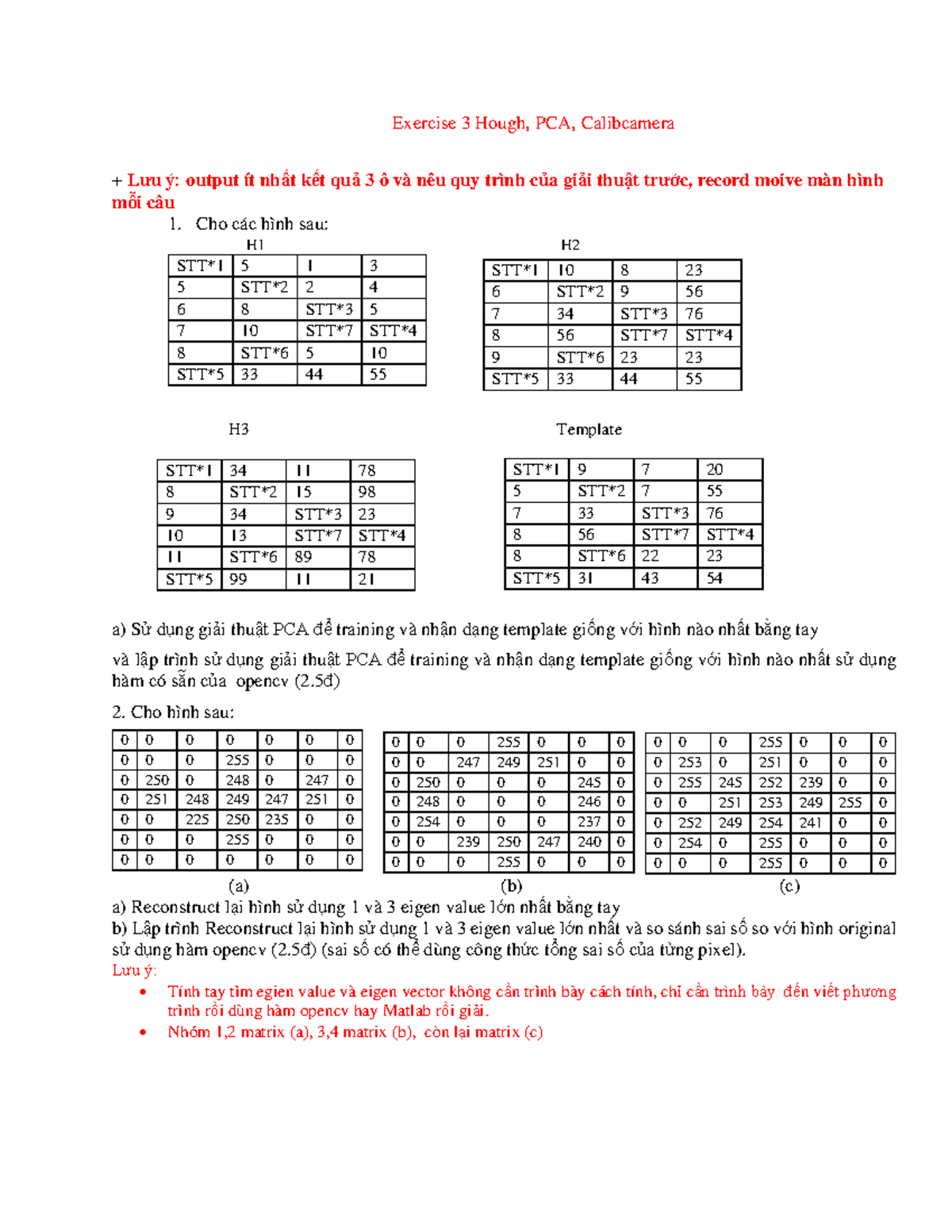Exercise 3: Hough Transform, PCA, and Camera Calibration Techniques ...