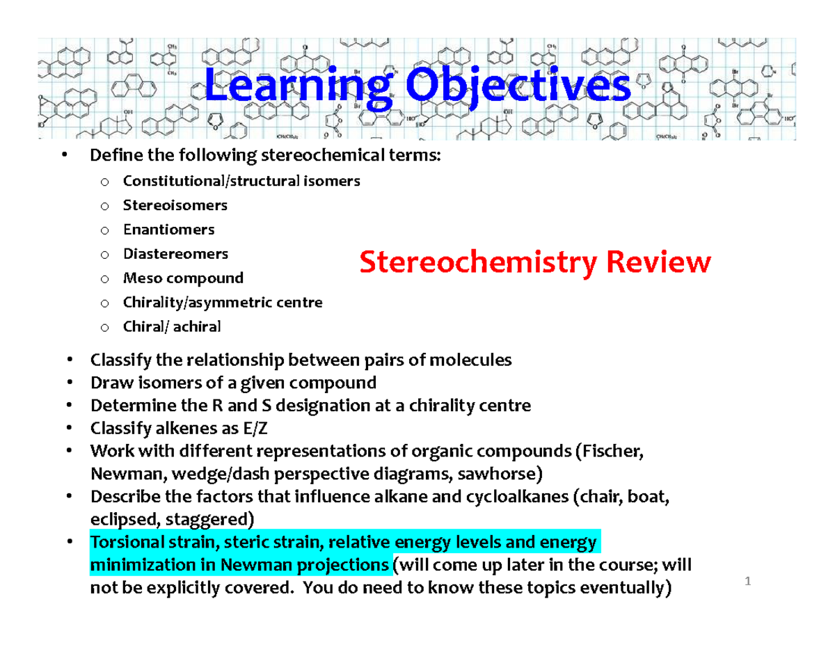 CHEM 123 Final Exam Study Guide: Stereochemistry Concepts - Studocu