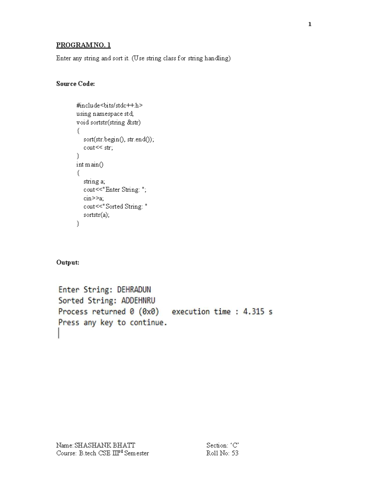 B.Tech CSE - Programming Assignments & Source Code (Sem 1) - Studocu