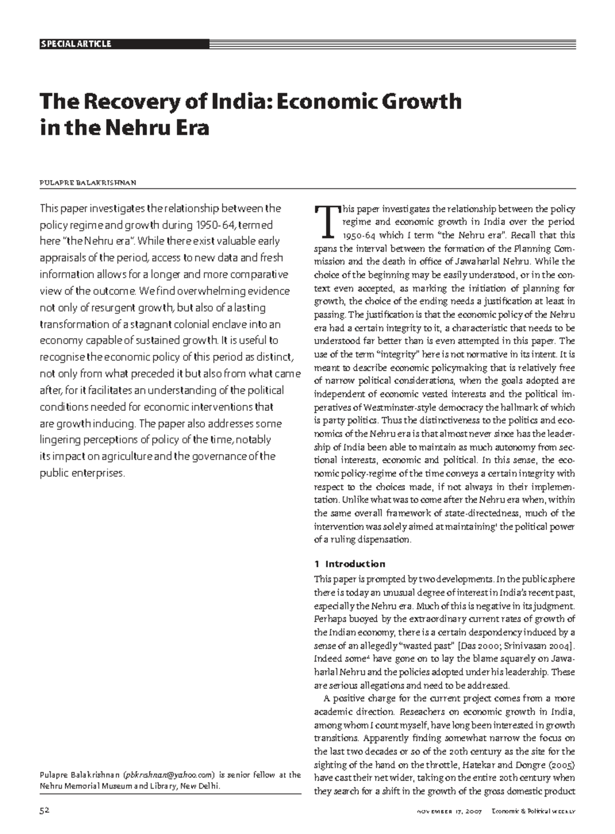 Nehru Era Economic Growth: Insights from the Mahalanobis Model - Studocu