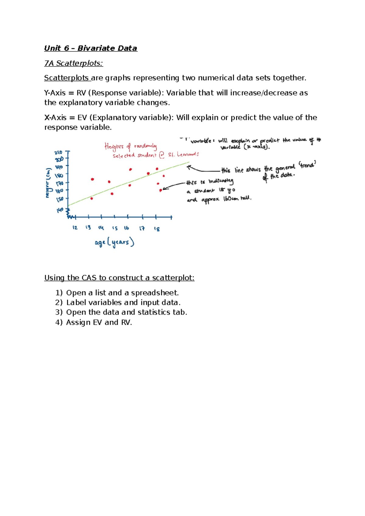 Unit 6 Bivariate Data 7A-7E: Understanding Scatterplots & Linear Models ...