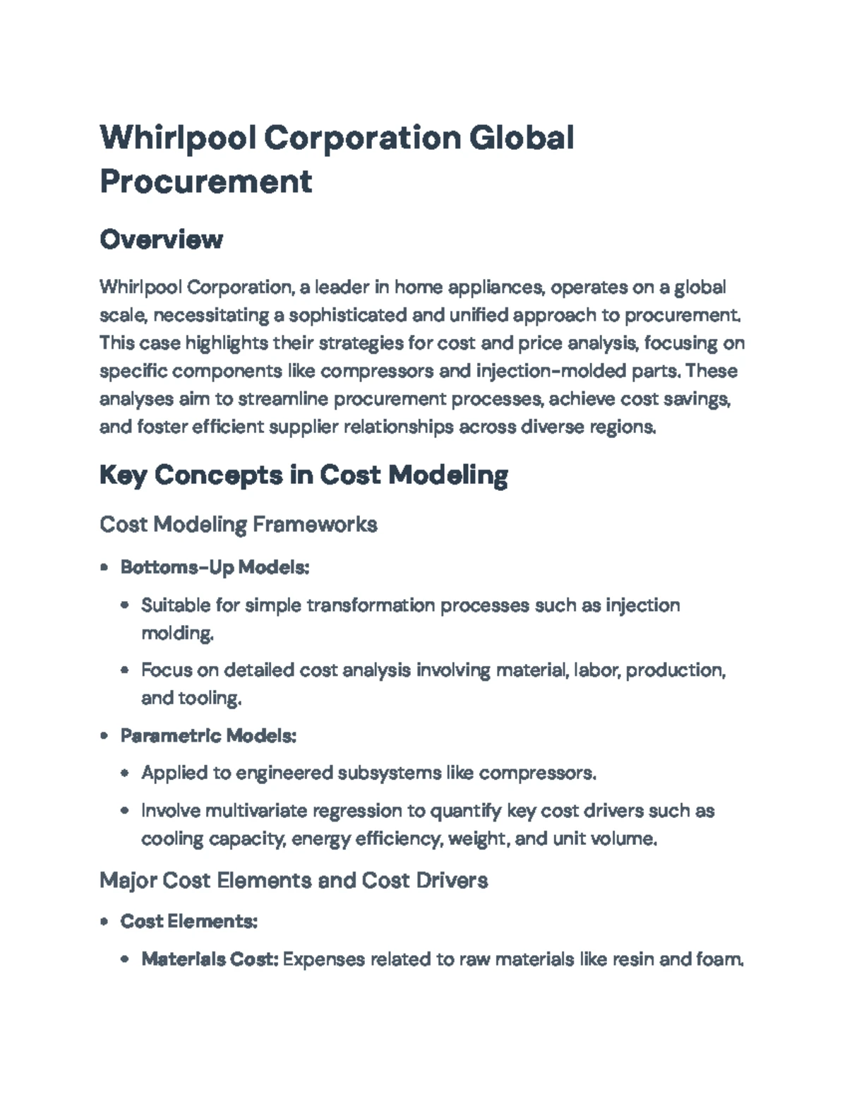 Whirlpool Global Procurement Cost Analysis: Key Insights & Strategies ...