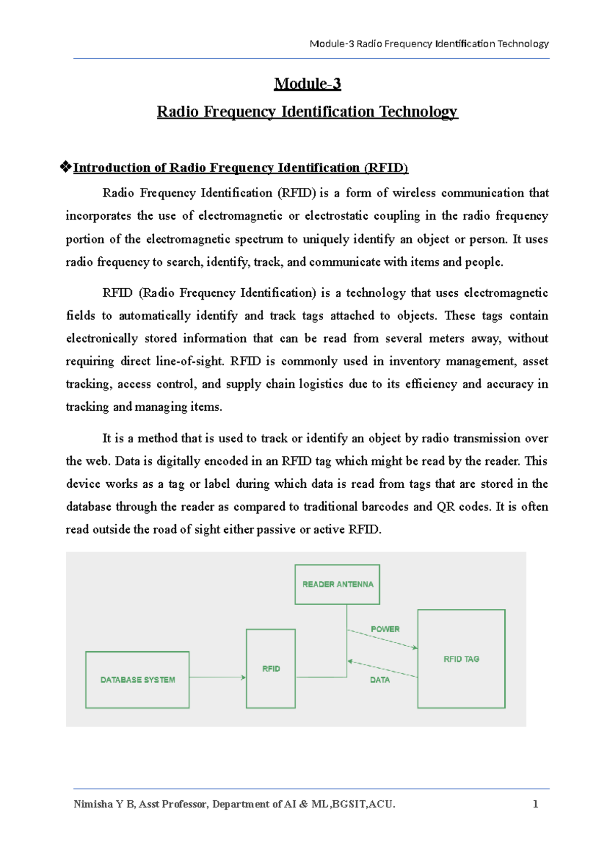 RFID Technology Overview and Applications - AI ML Course Notes - Studocu
