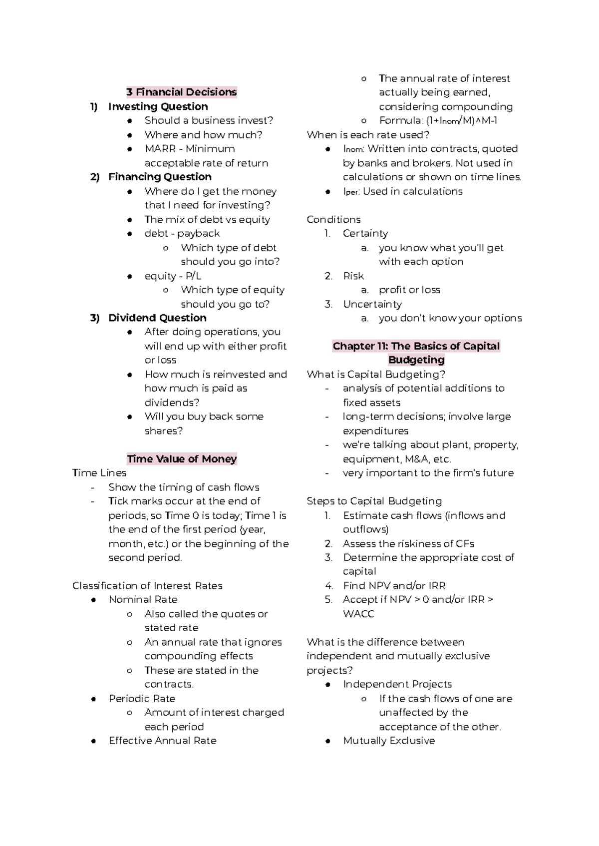 [Notes] Valuation Concepts - TVM, NPV, IRR, and Capital Budgeting - Studocu