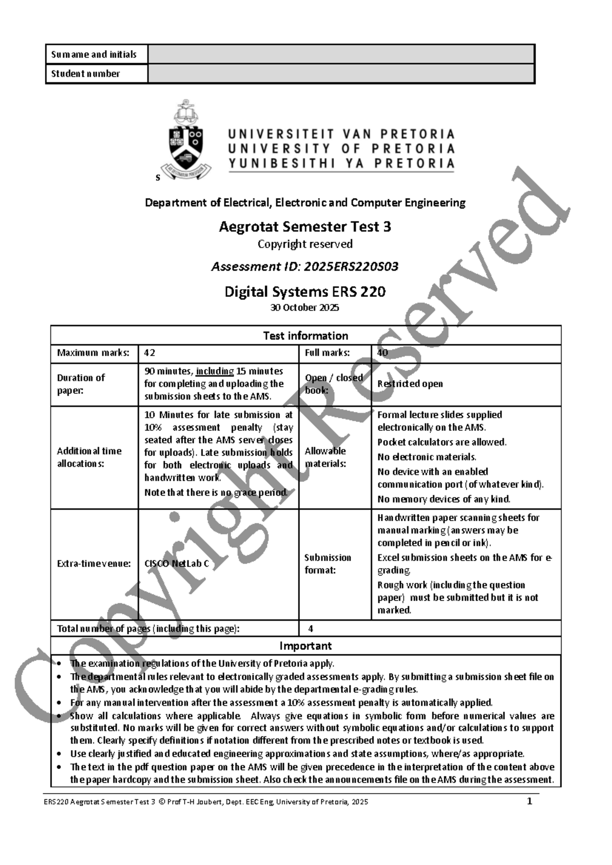 ERS 220 Aegrotat Semester Test 3 Evaluation Guide - 2025 - Studocu