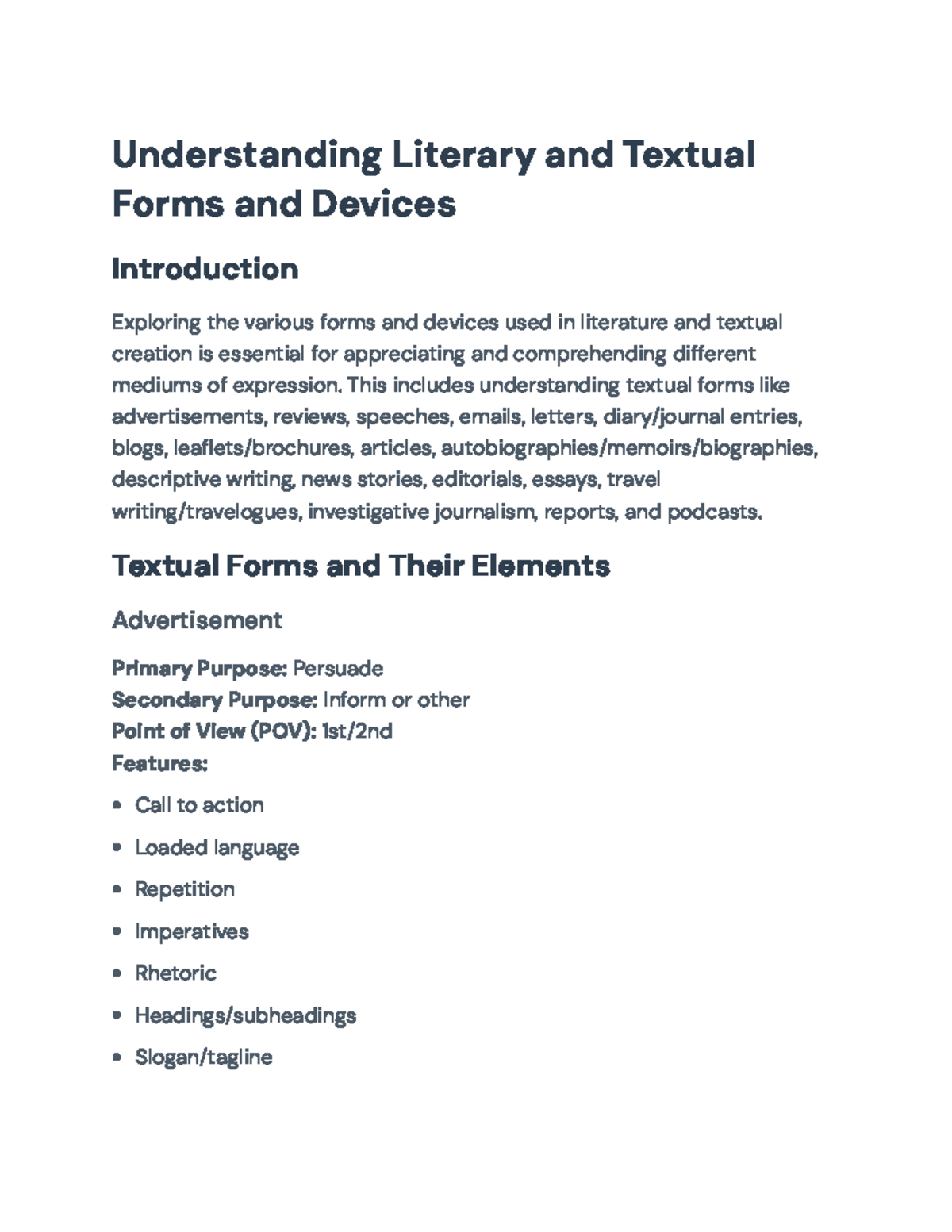 Understanding Literary Forms and Devices in Written Communication ...
