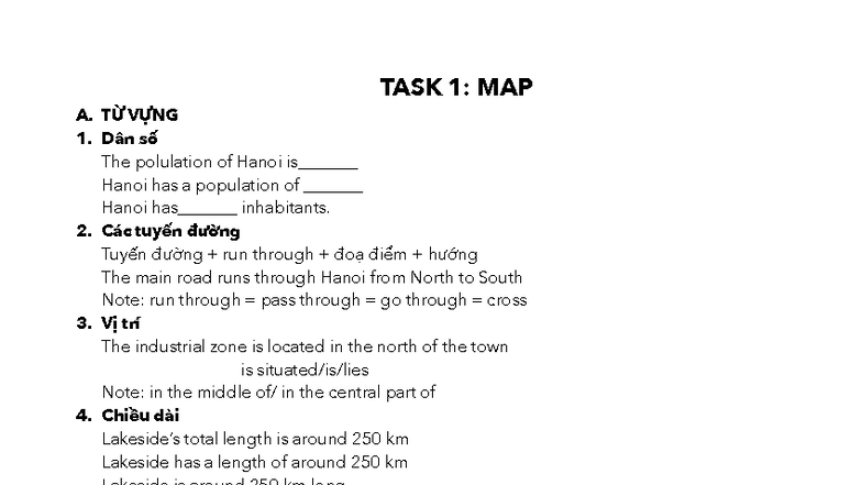 TASK 1: MAP - Vocabulary and Usage Guide - Studocu