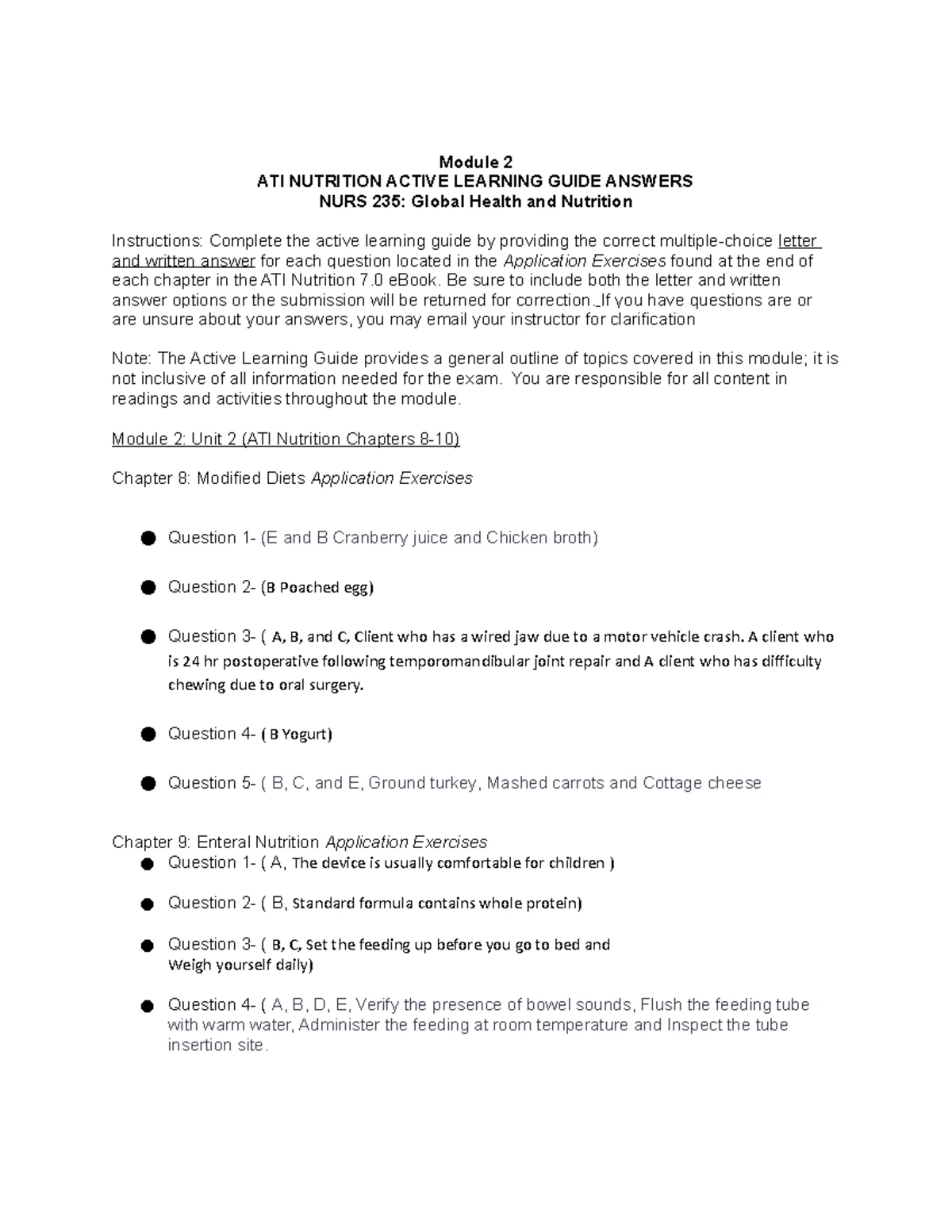 Module 3 Active Learning Guide Nutrition 235 - ACTIVE LEARNING GUIDE ...