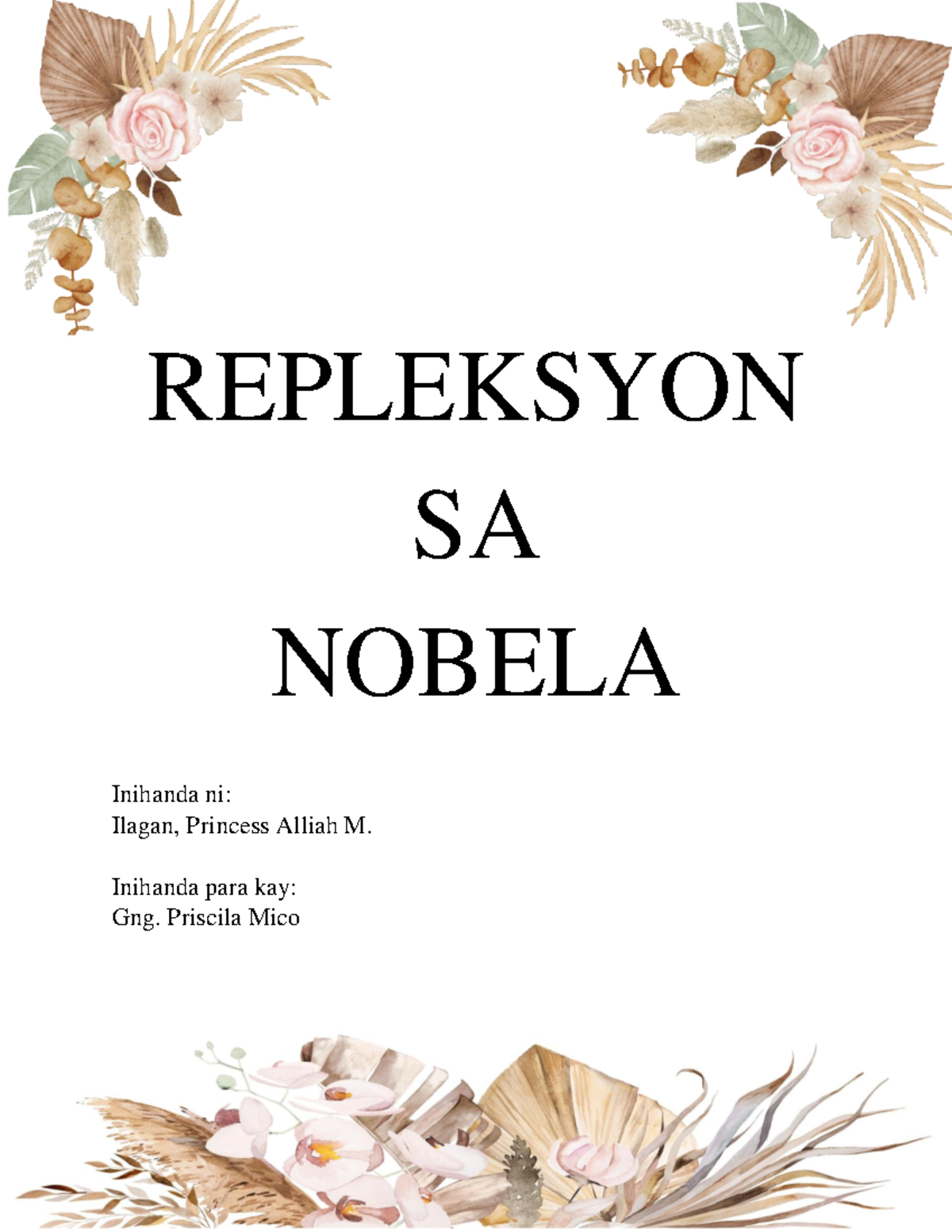 Repleksyon sa mga Nobela: 