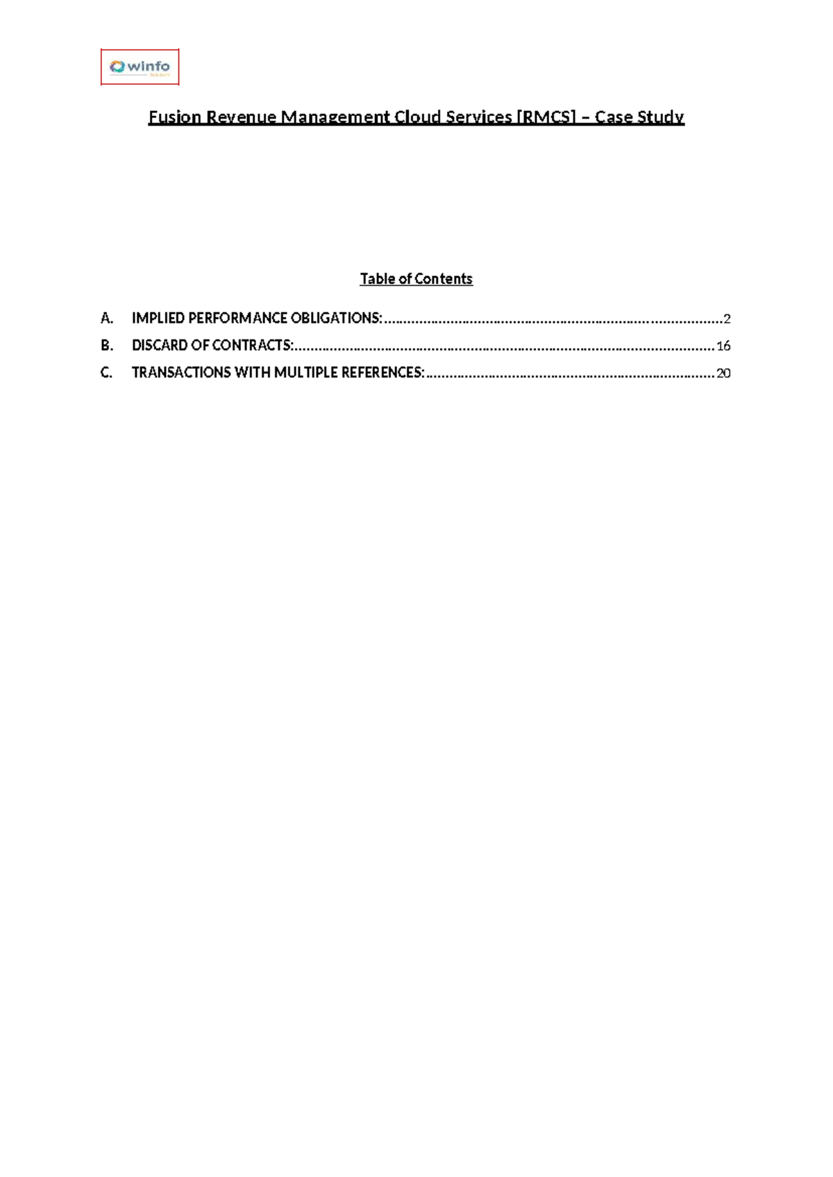 Fusion Revenue Management Cloud Services Case Study (RMCS) - Studocu