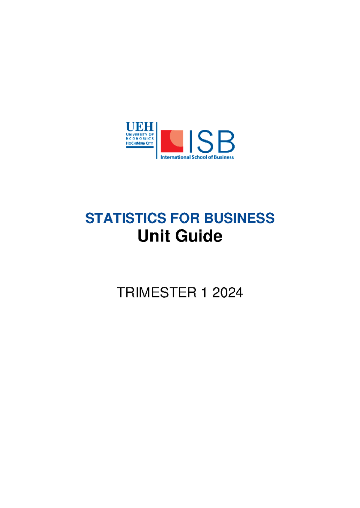 SB Statistics for Business - STATISTICS FOR BUSINESS Unit Guide ...