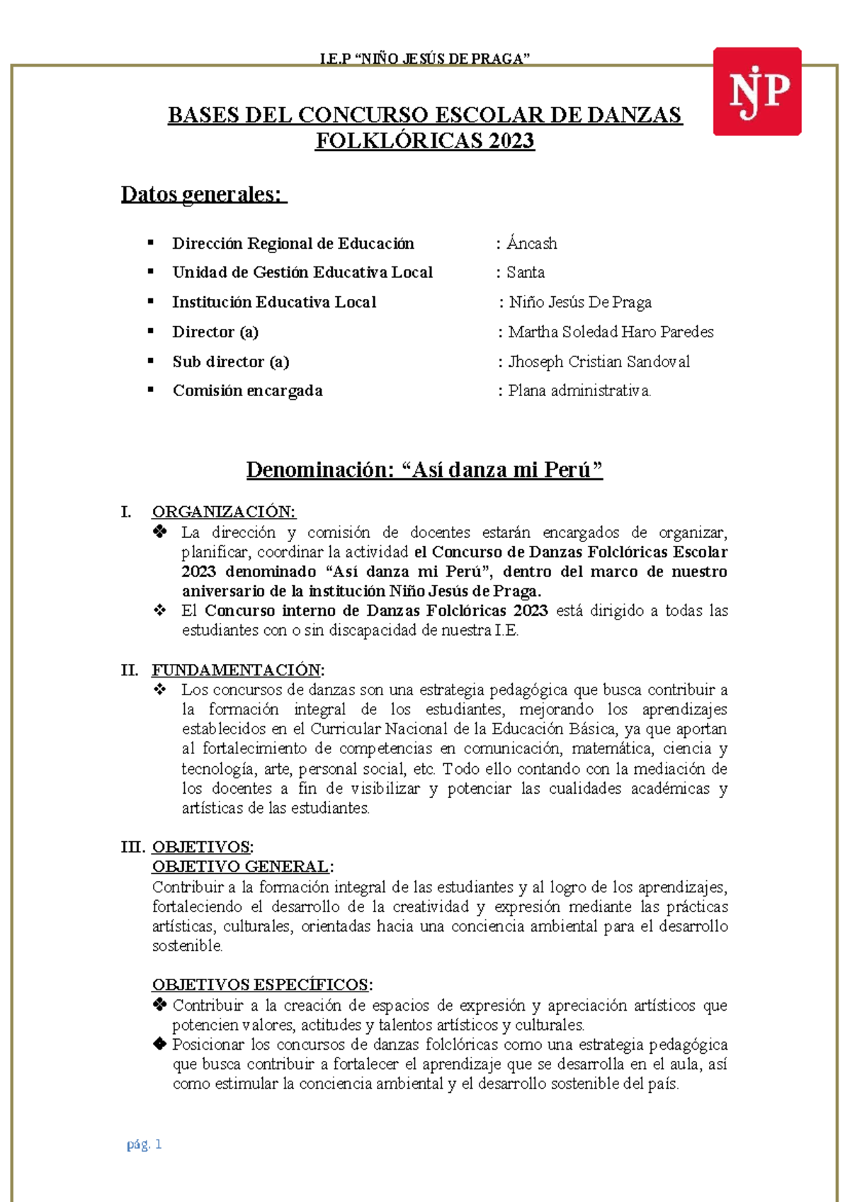 Bases DEL Concurso DE Danzas 2023 (1) - BASES DEL CONCURSO ESCOLAR DE ...
