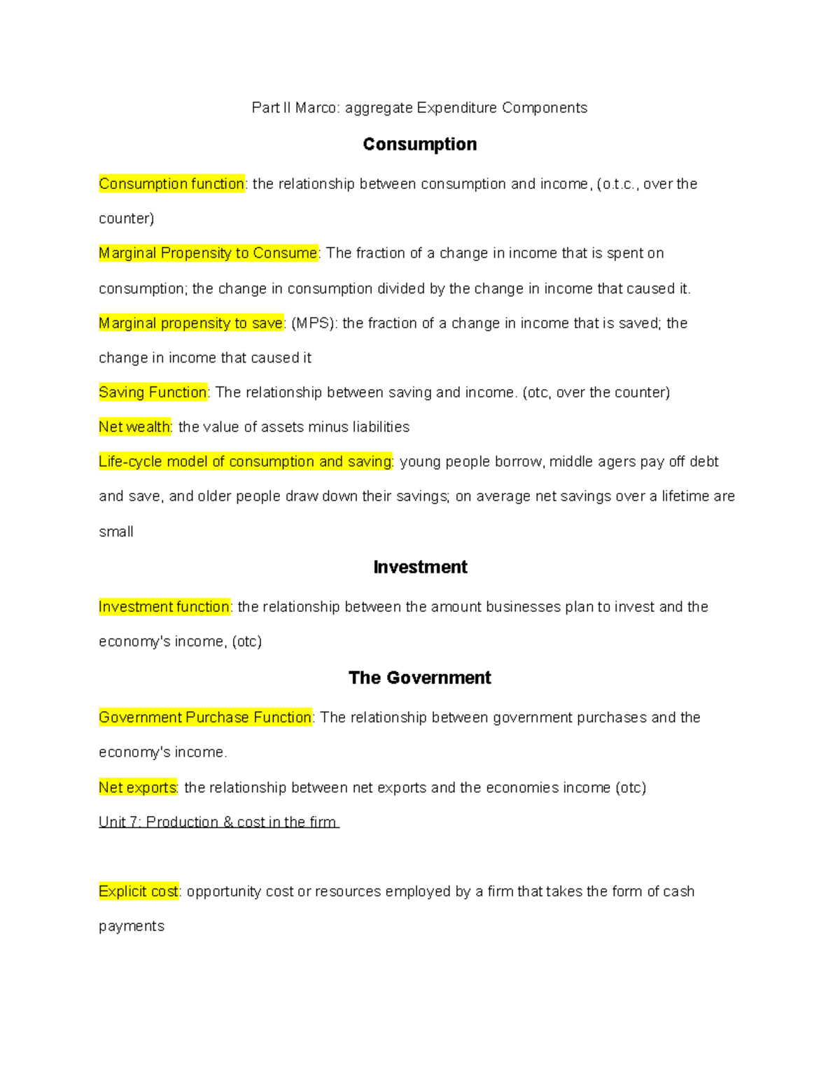 Econ 101: Discussion Notes on Consumption, Investment, and Market ...
