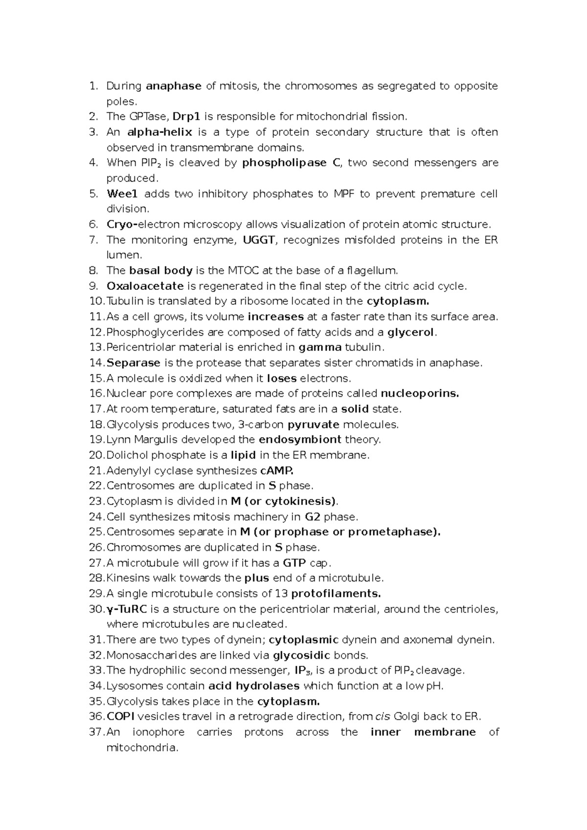 BIOL2020 Final Exam Study Guide: Key Concepts in Mitosis and Cell ...