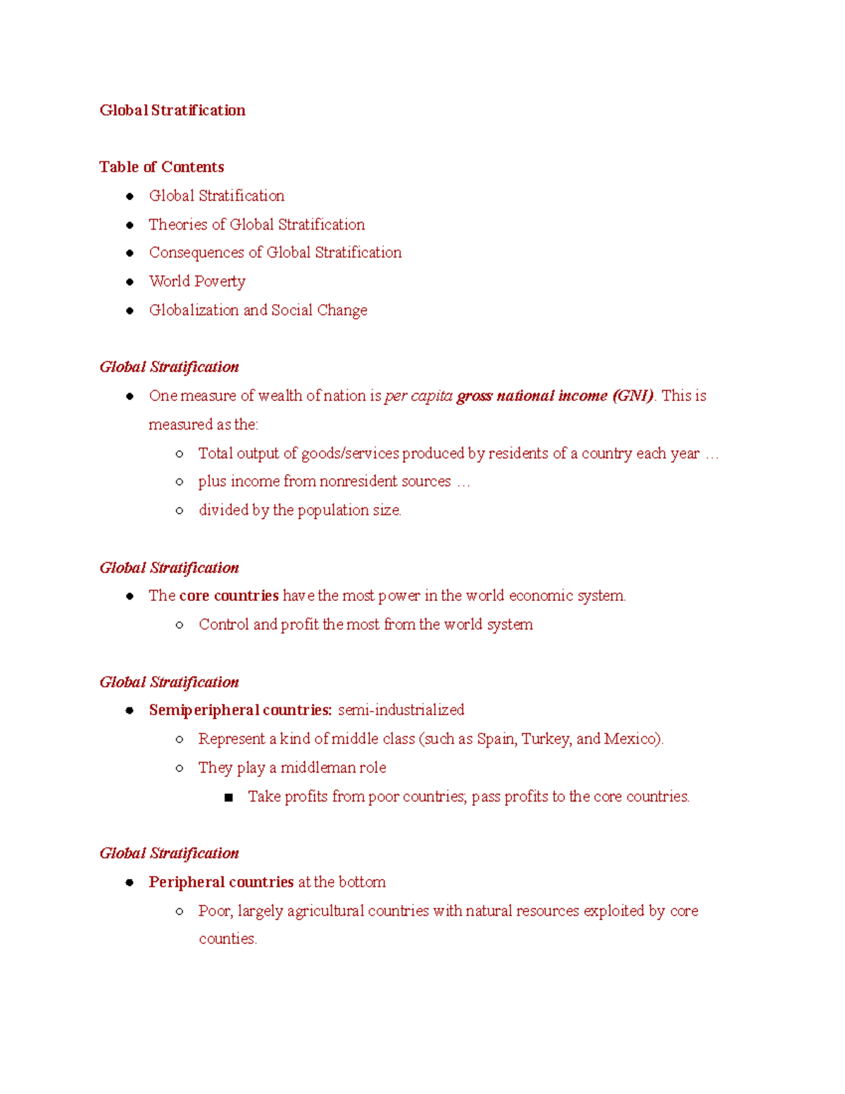 Chapter 9 Global Stratification ppt - Global Stratification Table of ...
