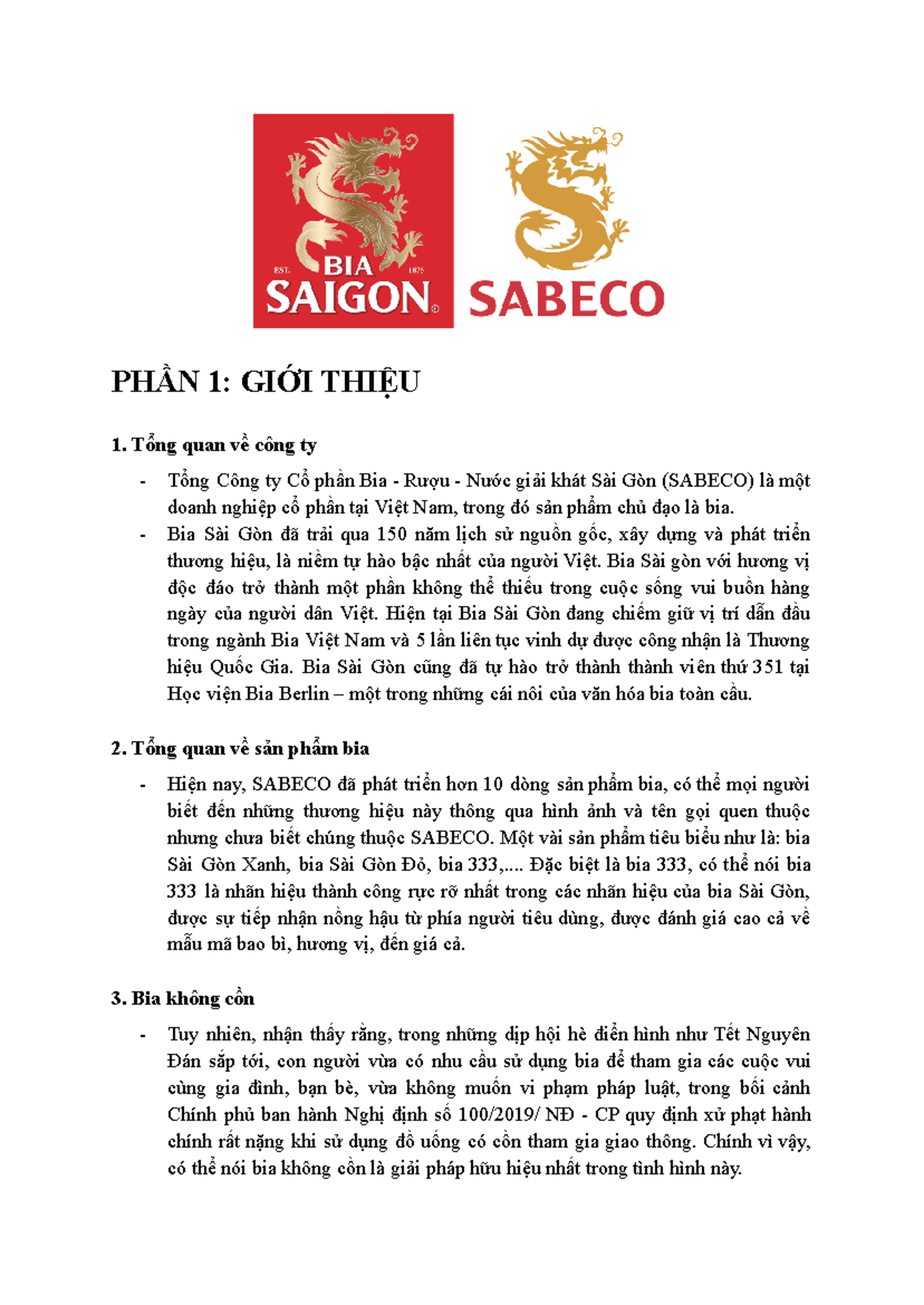 Quản Trị Vận Hành Bia Không Cồn và Dự Báo Cầu Sản Phẩm SABECO - Document Preview