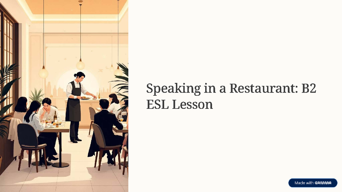 B2 ESL Lesson: Key Vocabulary for Dining Out - Studocu