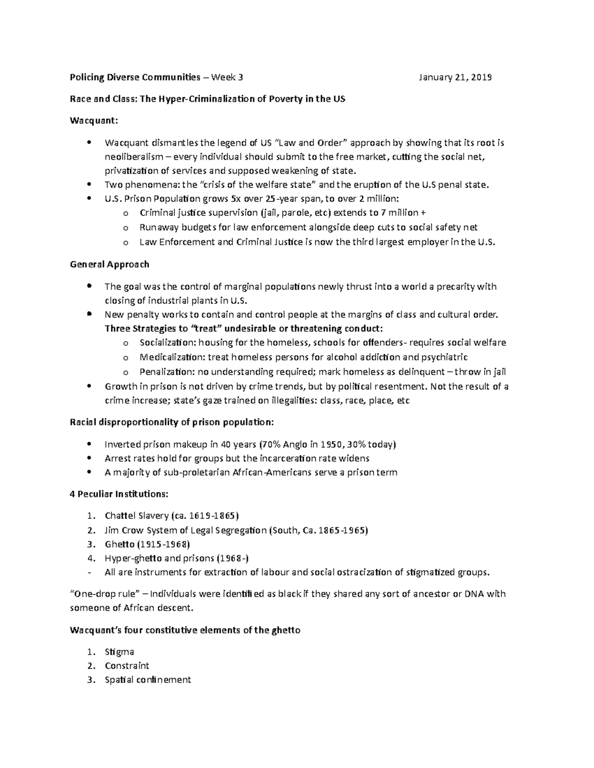 Race and Class: The Hyper-Criminalization of Poverty in the US - Two ...