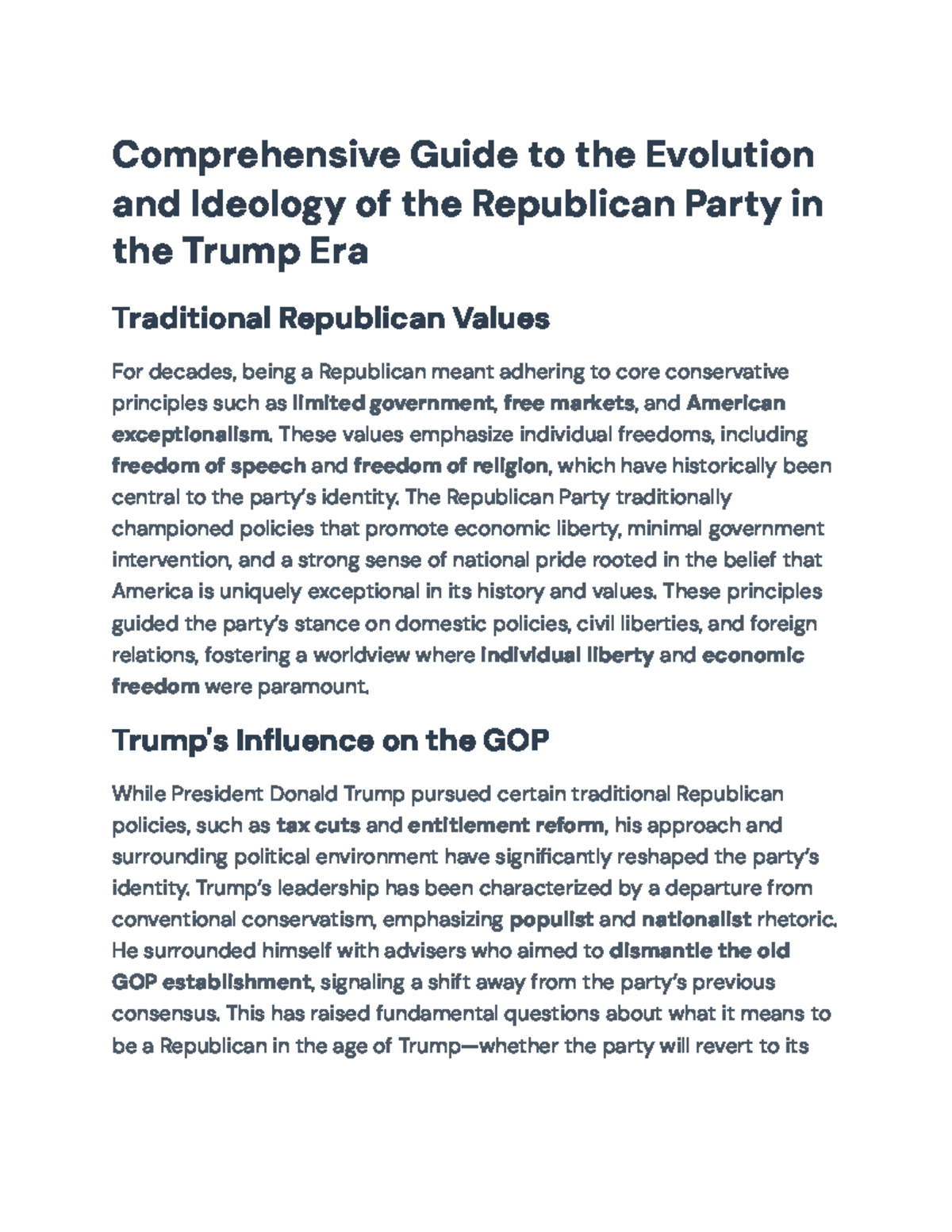 Comprehensive Overview of GOP Evolution: Trump Era Insights - Studocu