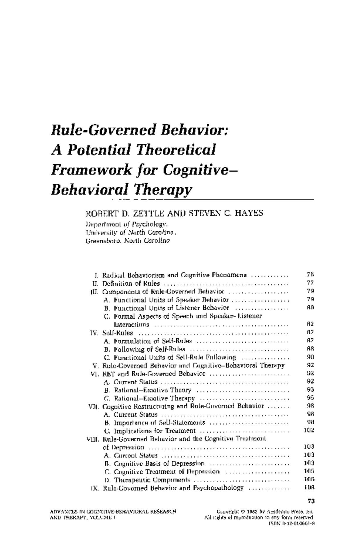 Rule-Governed Behavior and Its Implications in Cognitive-Behavioral ...