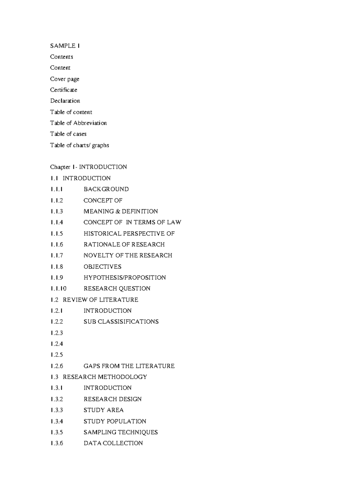 Dissertation Content Samples for Research Methodology and Chapters ...
