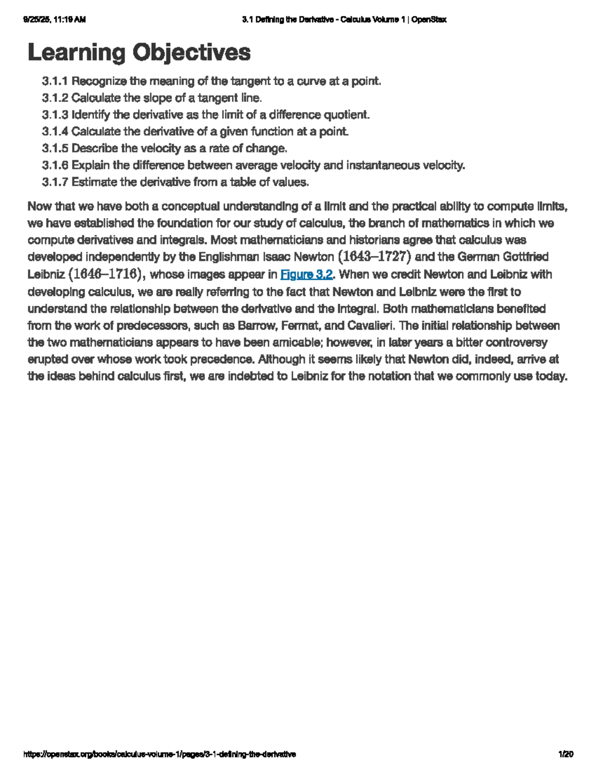 Calculus Volume 1: 3.1 Defining the Derivative Concepts and ...