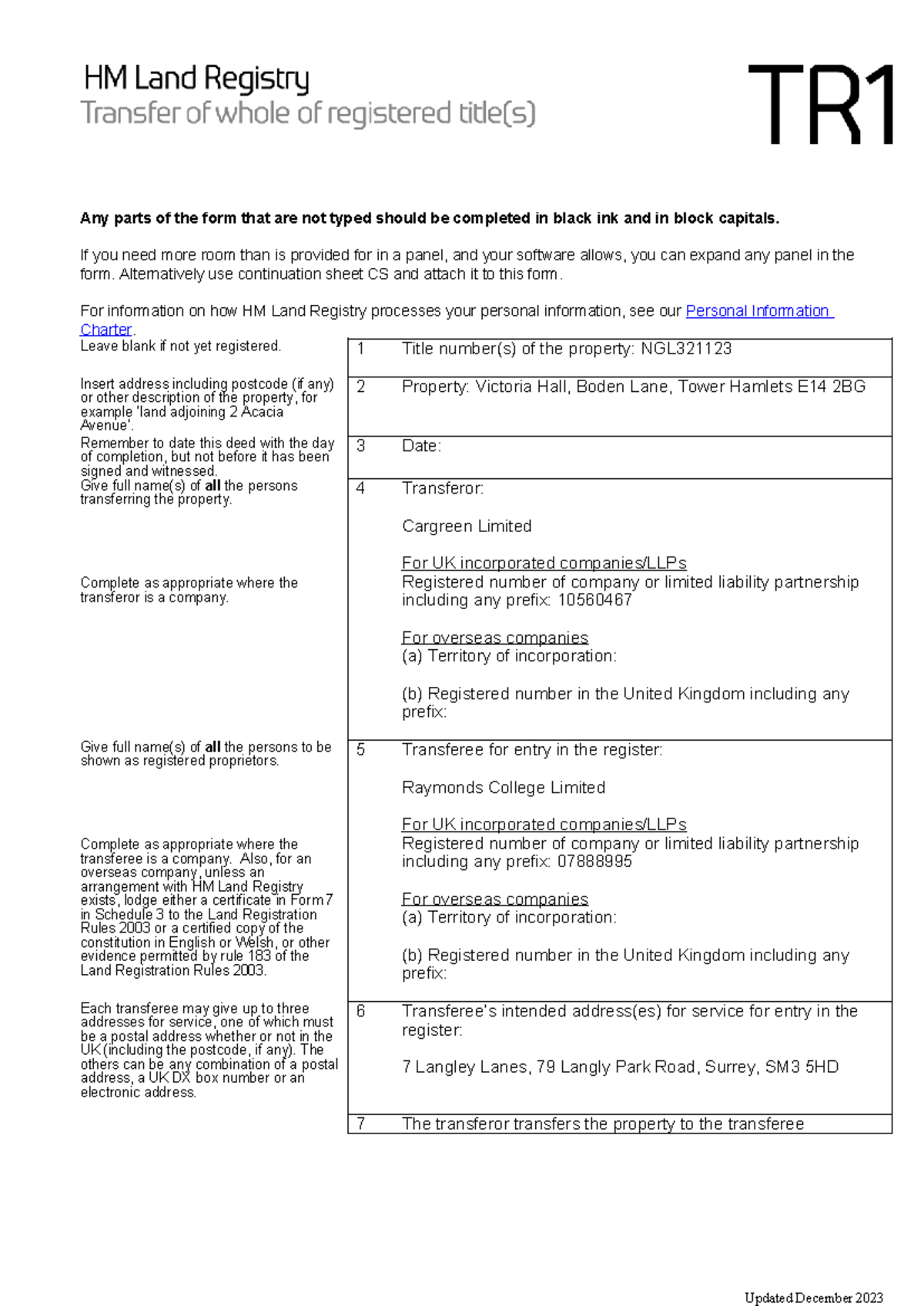 Drafting Task 10: PP-TR1 Form for Property Transfer - Studocu