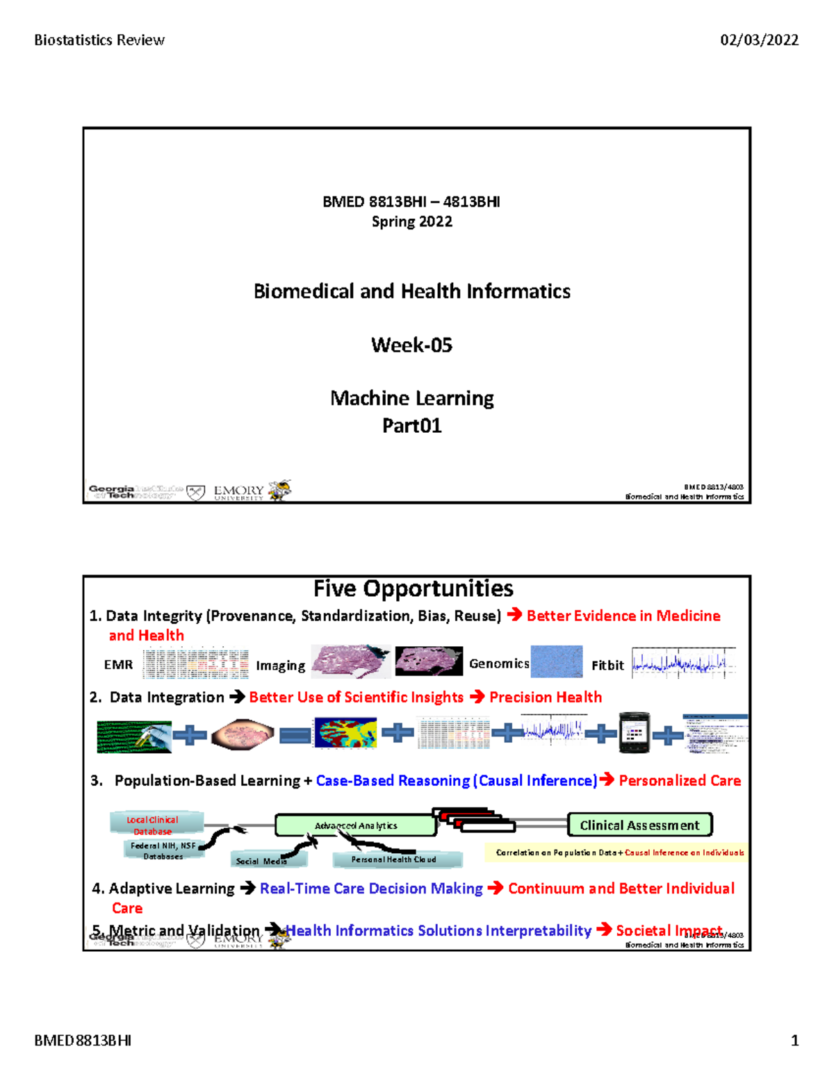 BMED 8813 Week 05 Lecture: Intro to Machine Learning Concepts - Studocu