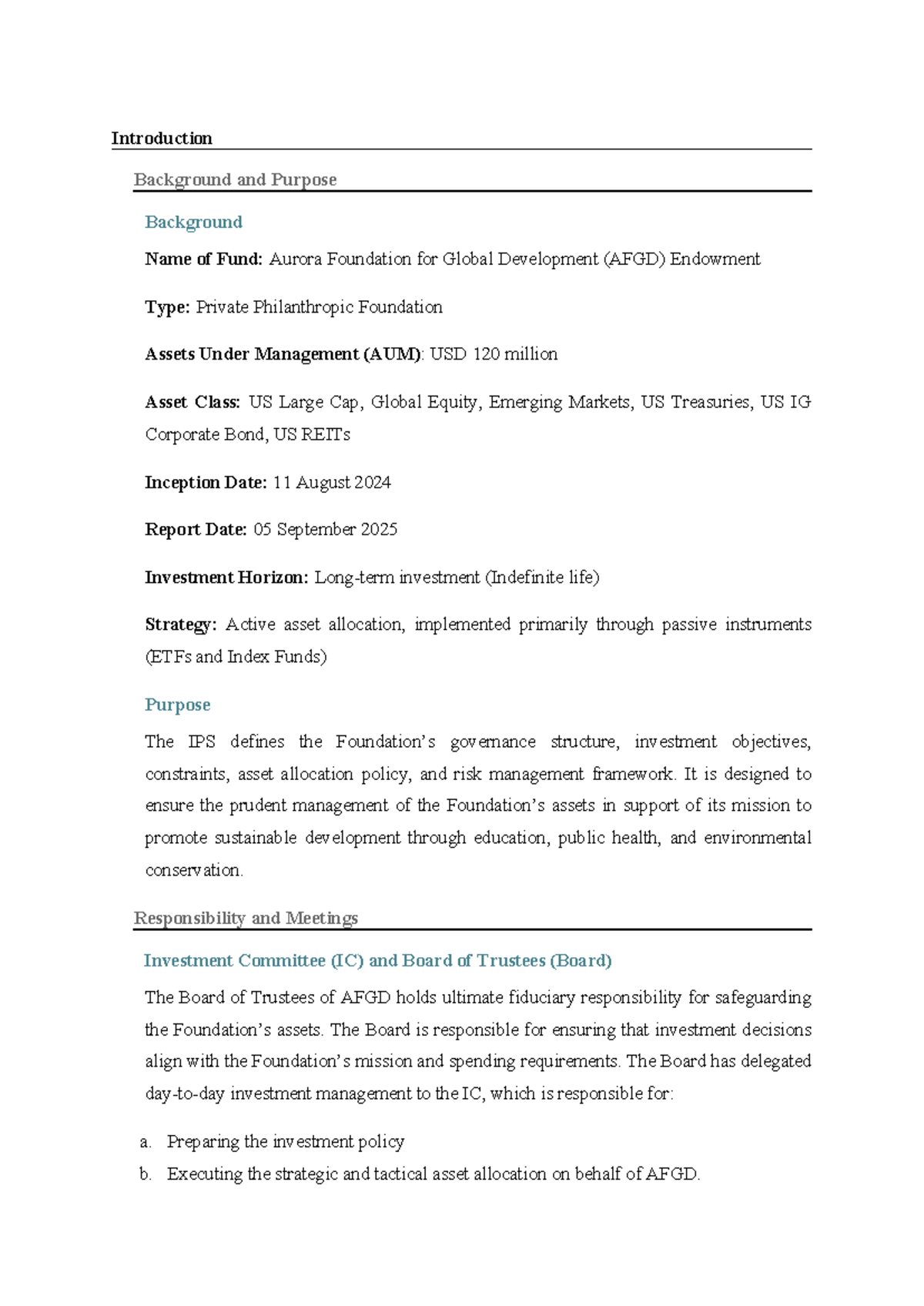 IPS for Aurora Foundation for Global Development (AFGD 