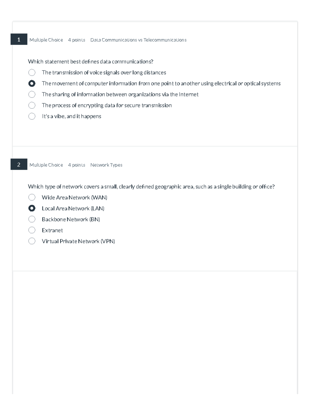 Team Quiz 1 - Data Communications & Network Model Insights - Studocu