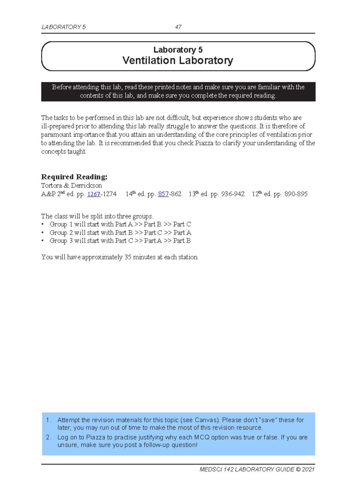 Ventilation Lab 5 Notes - MedSci 142: Key Outcomes & Procedures - Studocu