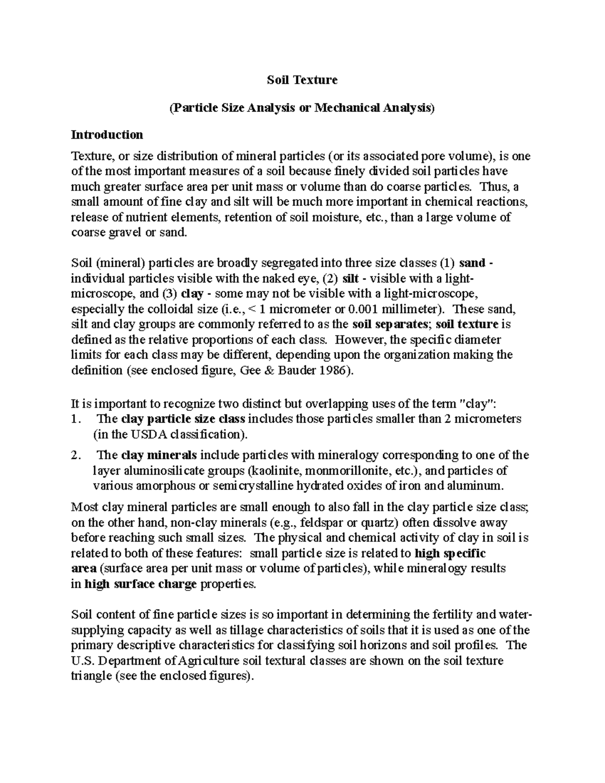 Soil Texture and Particle Size Analysis: Methods and Importance - Studocu