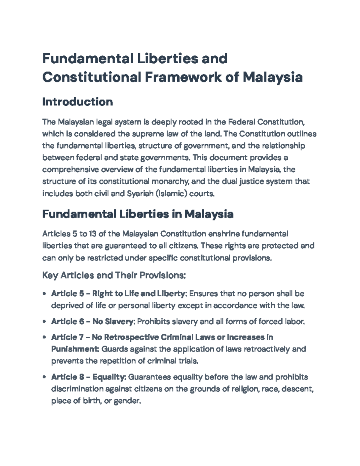 Fundamental Liberties and Constitutional Framework in Malaysia ...