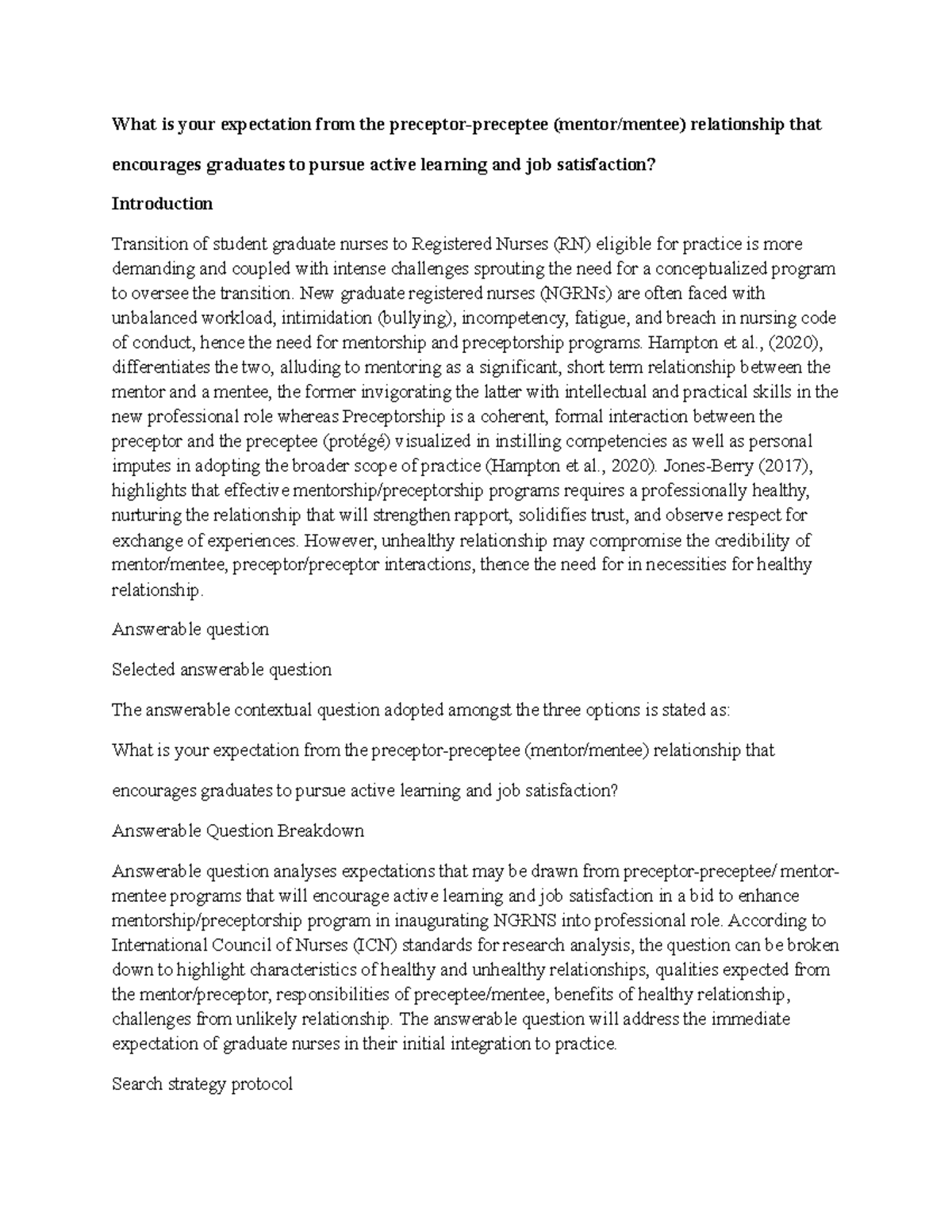 Mentorship & Preceptorship Expectations: LIT Review for Nursing ...