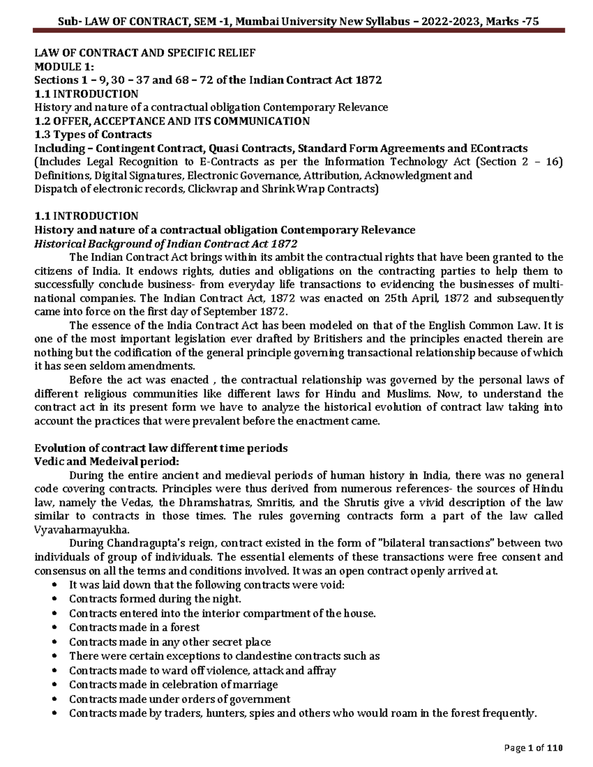 LAW OF Contract AND Specific Relief - LAW OF CONTRACT AND SPECIFIC ...