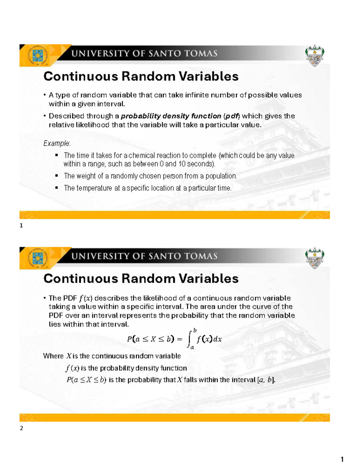 Continuous Random Variables: Key Concepts and Examples (4.1) - Studocu