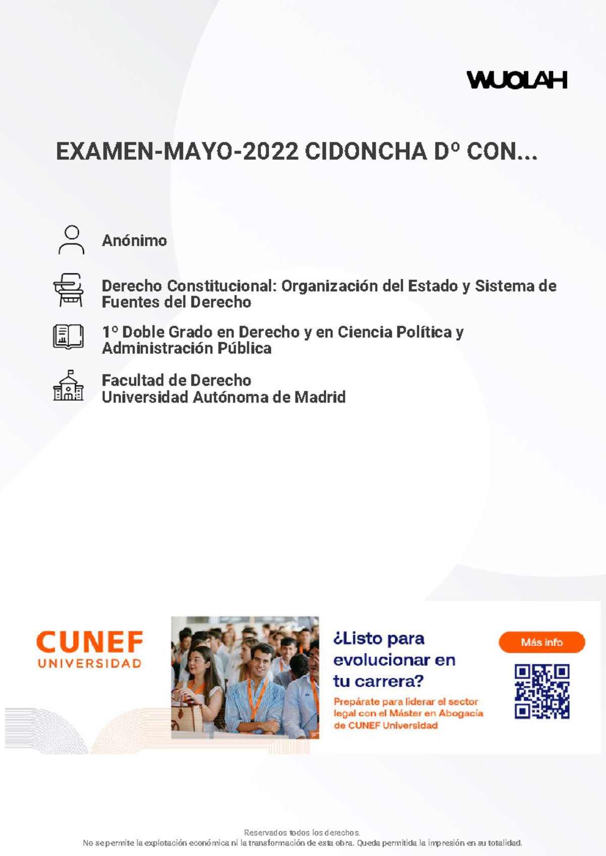 Examen Final de Derecho Constitucional - CIDONCHA - Mayo 2022 - Studocu
